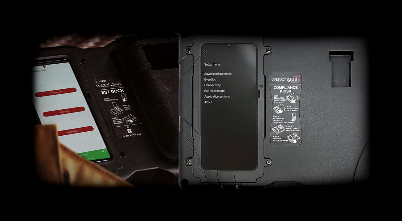 WatchGas testi- ja kalibrointiasema SST Dock ja tiedonsiirtoasema Compliance Kiosk